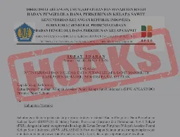 Hoaks! Surat Edaran Mengatasnamakan Badan Pengelola Dana Perkebunan